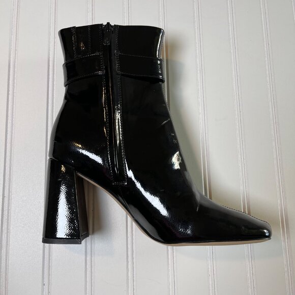 Sam Edelman Corinne Black Patent Square Toe Block Heel Ankle Boots Women 9.5 - Picture 5 of 15